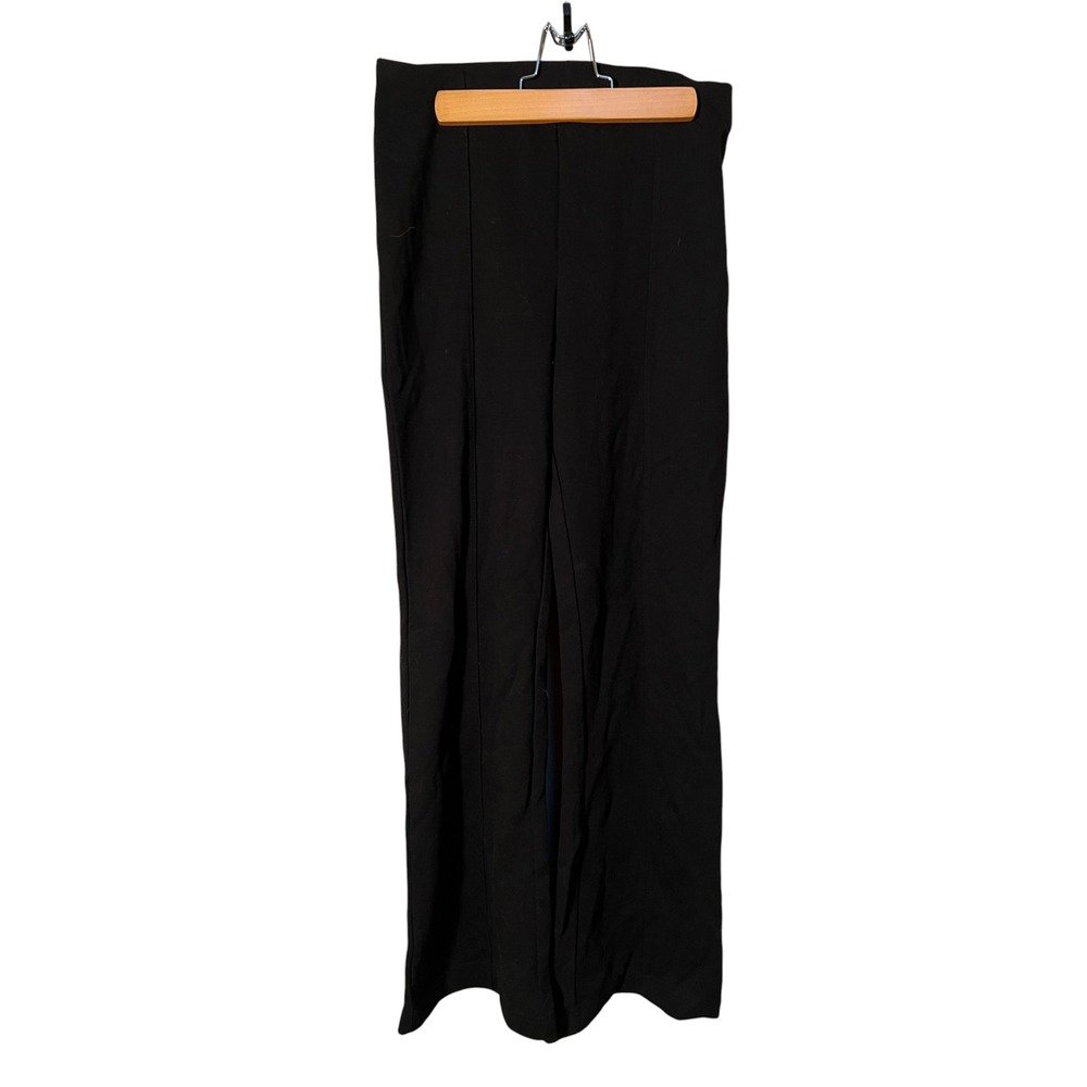 H&M Women's Size Small Pull On Ponte Dress Pant Black Raised Seams Flared Leg